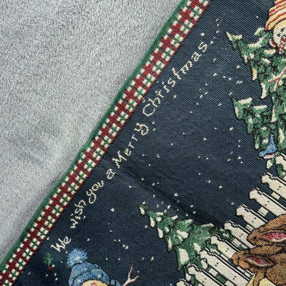 Sandi Gore Evens Tapestry Table Runner 72”x13” Snowmen Merry Christmas Rabbits - Picture 5 of 16